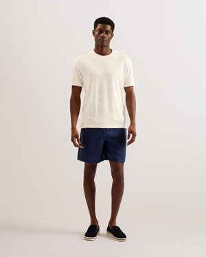 T-Shirt Ted Baker Regular Fit Short Sleeve Linen Grise Homme | DYK-69881780